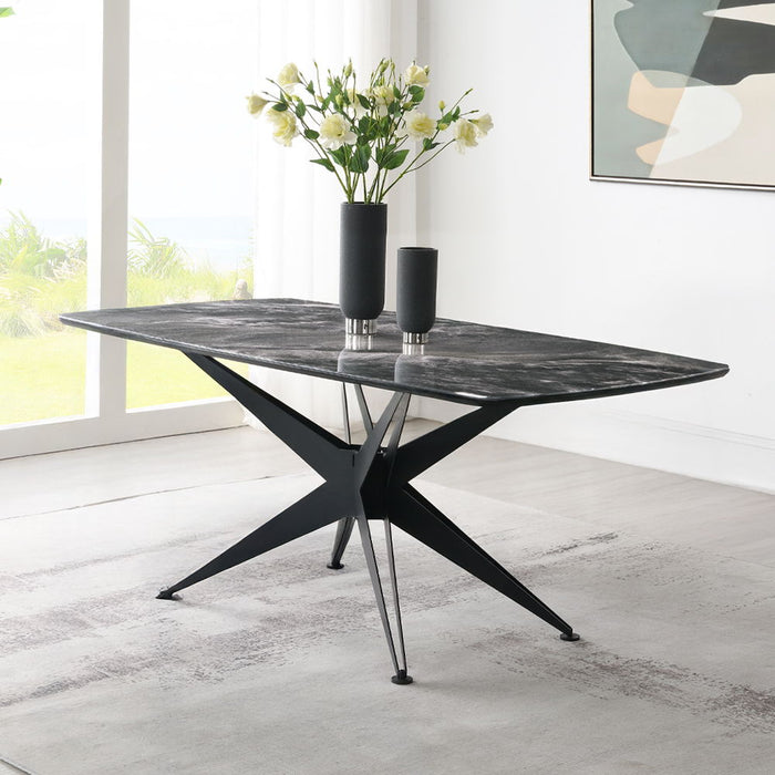 Klaus - Dining Table - Crystal Tempered Glass Top & Black Finish