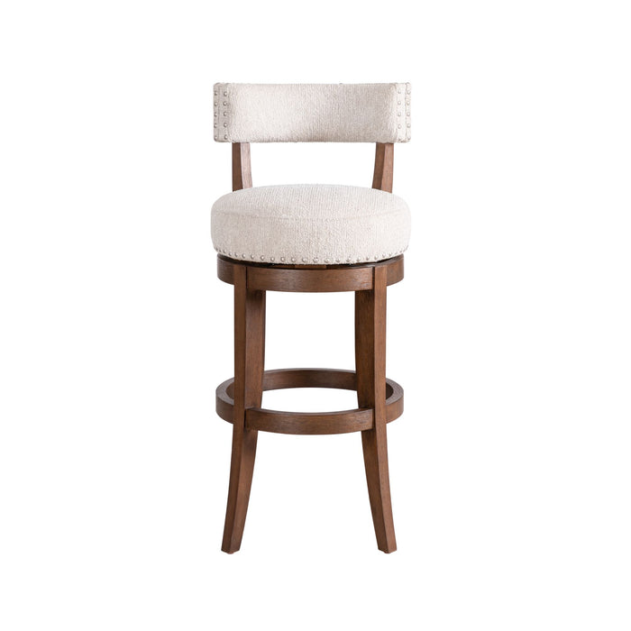 Mystic - Solid Wood Upholstered 30" Bar Height Swivel Barstool