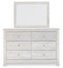 Paxberry - Dresser, Mirror - Medallion Drawer Pulls - Whitewash