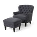 Enchante, Living Room Set With Tufted Back Club Chair And Ottoman - Gray
