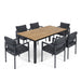7 Piece Outdoor Dining Set With Table And 6 Chairs - Black / Gray / Teak