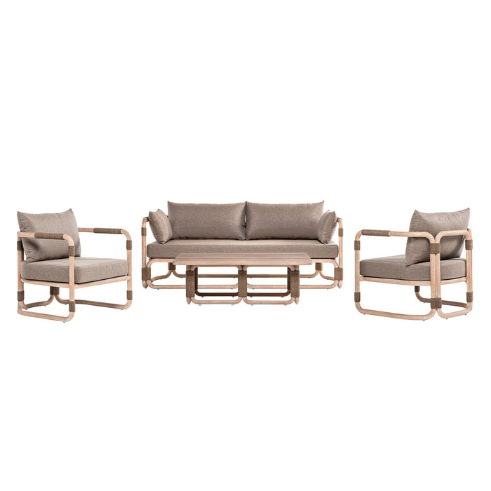 Baja - 4-Piece Outdoor Conversation Set With Cushions - Brown Eucalyptus