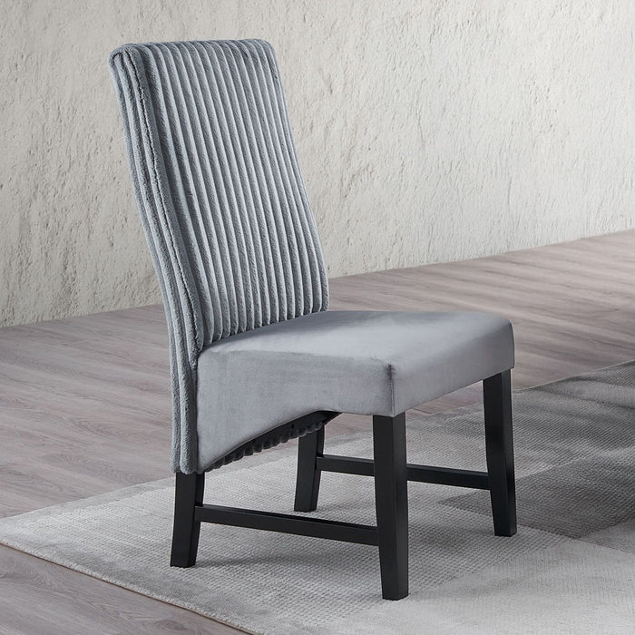 Kini - Side Chair Set of 2) - Gray Corduroy & Black