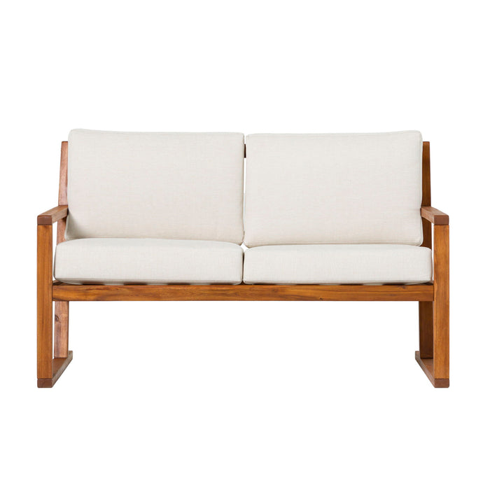 Slat Back Patio Loveseat - Brown