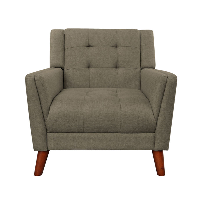 Upholstered Armchair With Button Tufting And Tapered Legs - Mocha