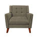 Upholstered Armchair With Button Tufting And Tapered Legs - Mocha