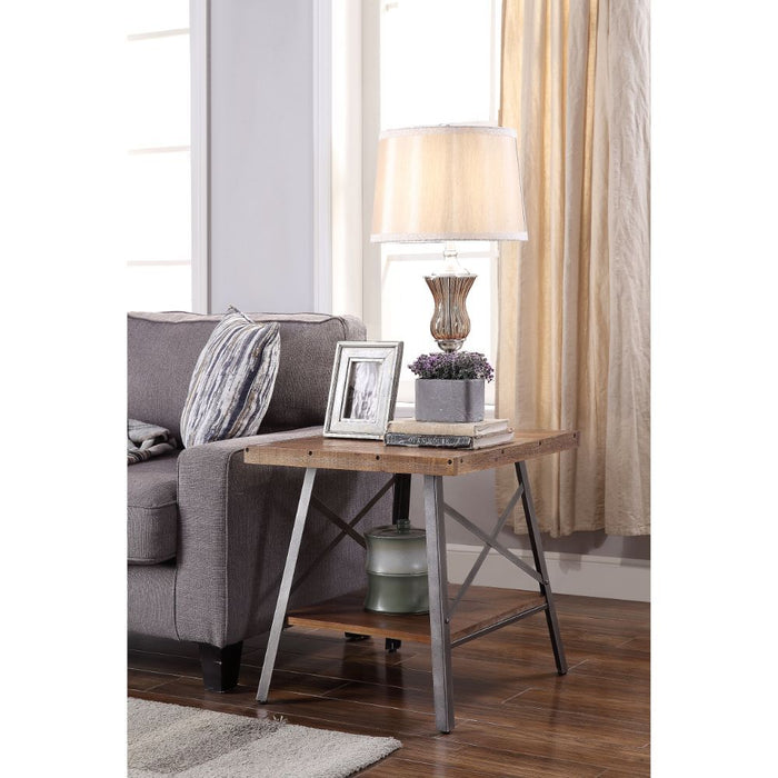 Ikram - End Table Set of 2) - Weathered Oak & Sandy Black