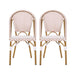 Outdoor Rattan And Aluminum French Bistro Chairs (Set of 2) Bamboo Print - Rust Red / White