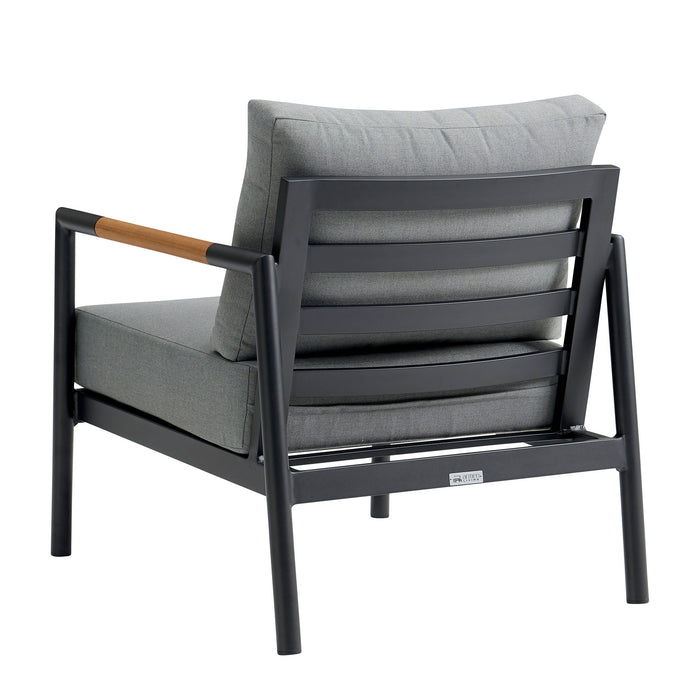 Crown - Aluminum And Teak Wood Outdoor Chair - Black / Dark Gray