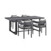 Menorca - Outdoor Patio 5-Piece Dining Table Set In Aluminum With Gray Cushions