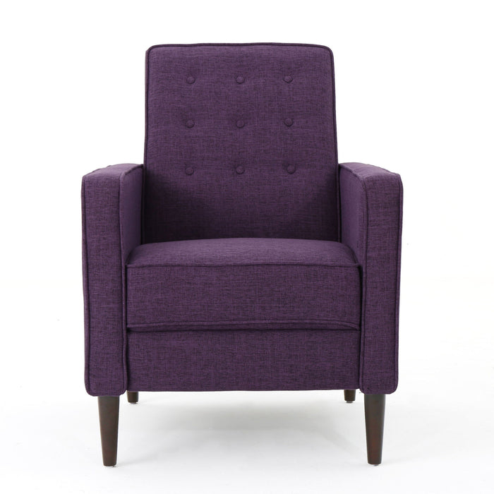 Mid-Century Modern Recliner With Button Tufted Waffle Stitch