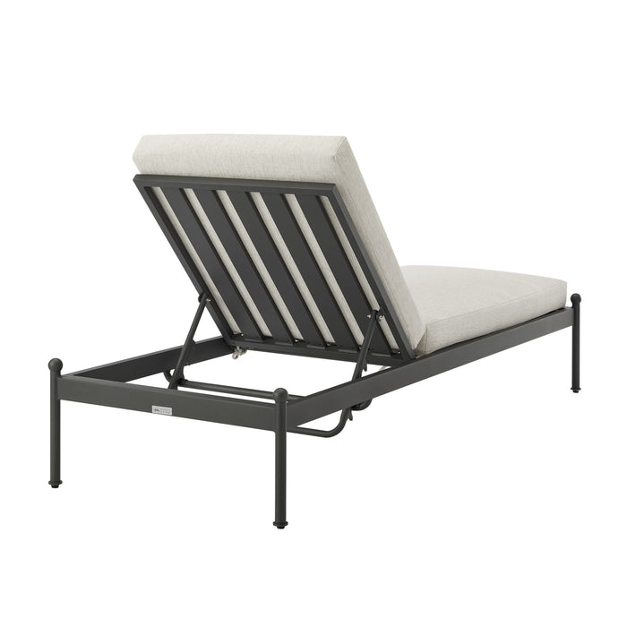 Leni - Outdoor Lounge Chaise With Cushions And Powder Coated Aluminum Frame - Moonveil / Warm Gray