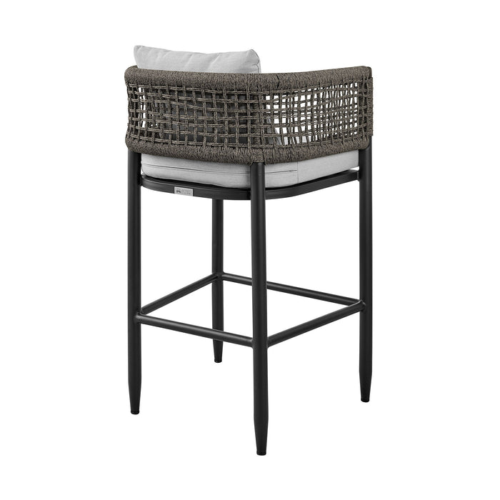 Alegria - Outdoor Patio 5-Piece Bar Table Set In Aluminum With Gray Rope And Cushions