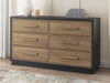 Kozmour - Six Drawer Dresser - Black / Brown