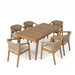7 Piece Outdoor Dining Set With Rectangular Table And 6 Arm Chairs - Beige / Brown / Brown Mix / Light Teak