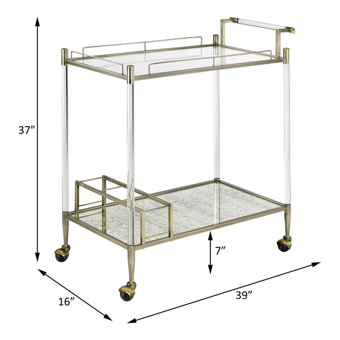 Cirro - Serving Cart - Antique Mirror & Wire Brass
