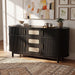 Fluted Sideboard Buffet Cabinet With Sliding Doors And Adjustable Shelves