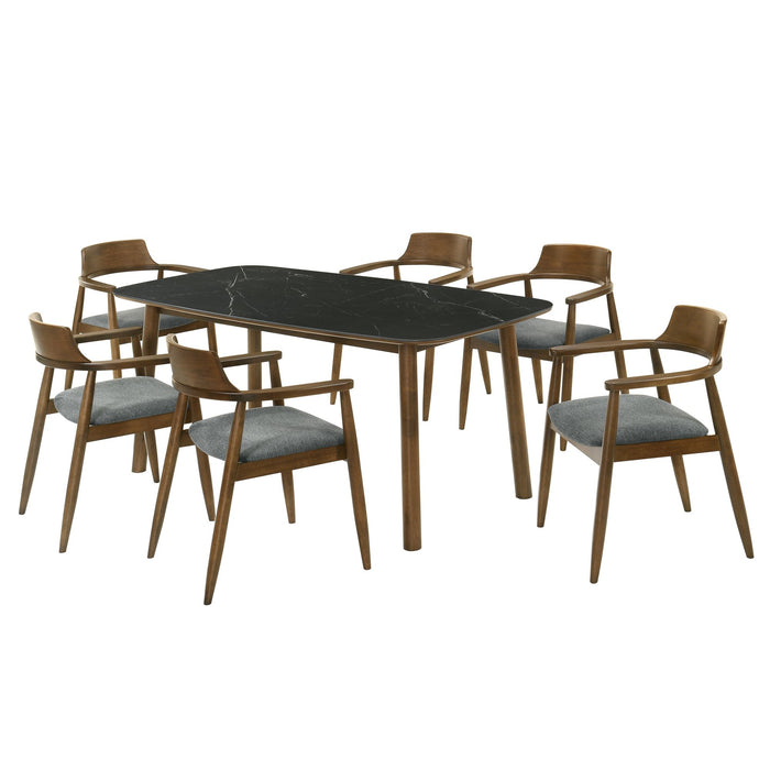 Emorie - 7-Piece Wood Dining Set - Walnut