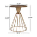 Hollow - Edge Retro Art Pine Side Table With Antique And Natural Color, Iron And Pine Construction - Antique Gold / Natural
