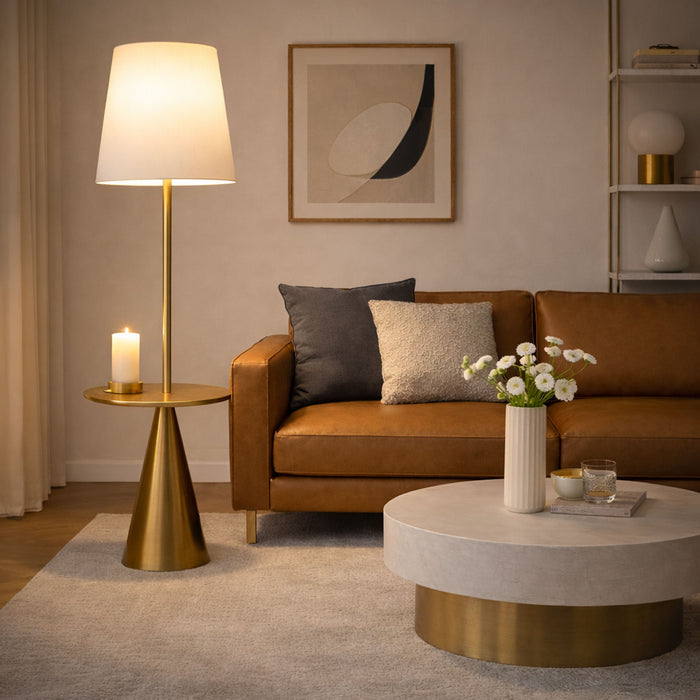 Ashcroft Furniture Celestial Floor Lamp with Accent Table - Thumbnail 4