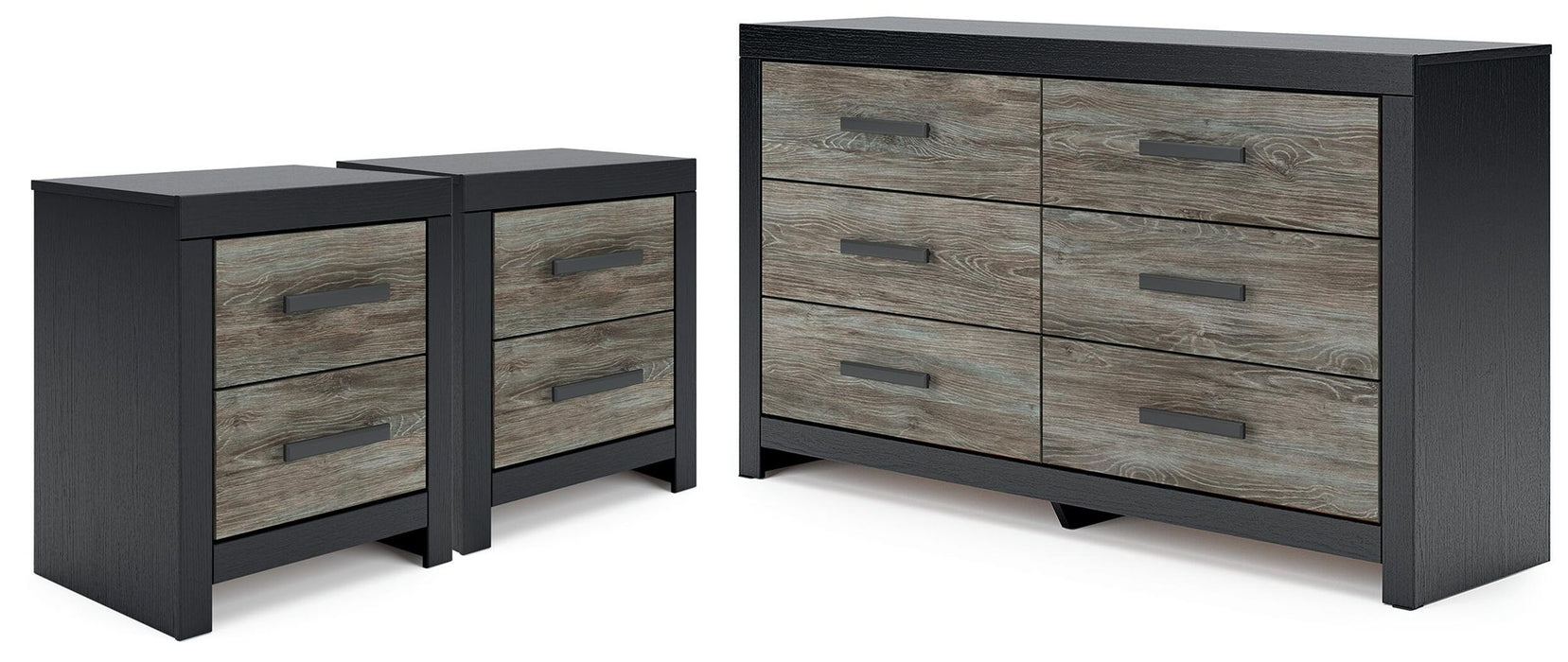 Broachmyn - 3 Pc. - Dresser And 2 Nightstands - Black / Gray