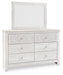 Paxberry - Dresser, Mirror - Medallion Drawer Pulls - Whitewash