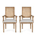 Elegant French Country Style Dining Chair With Cane Backrest
