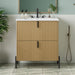 Fluted Bathroom Vanity With Ceramic Sink, Freestanding Design