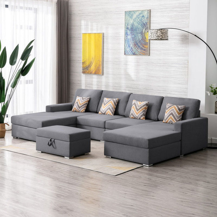 Nolan Fabric 5 Piece Sectional Sofa - Thumbnail 2