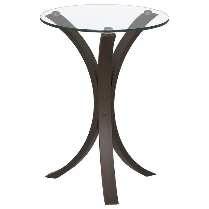 Edgar - Round Glass Top Accent Side Table - Cappuccino