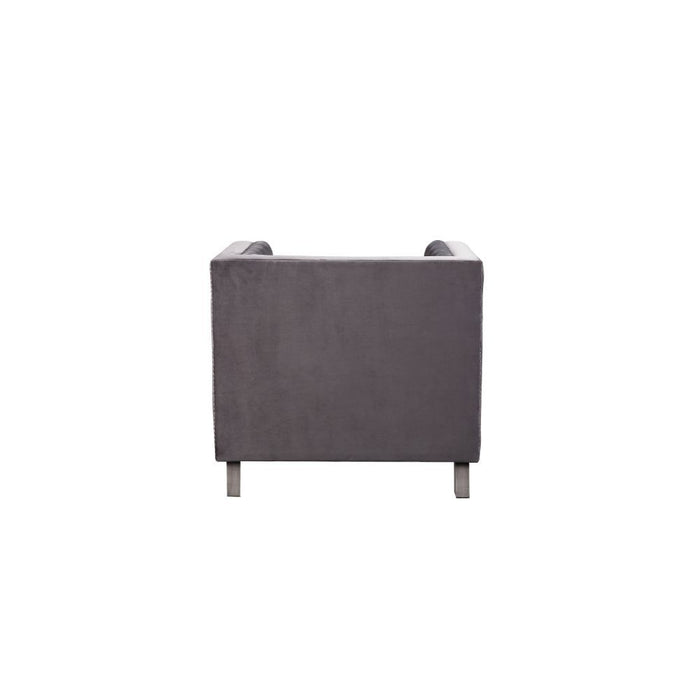 Hegio - Chair With Pillow - Gray Velvet