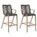 Brielle - Outdoor Light Eucalyptus Wood And Charcoal Rope Counter Height Stool Set