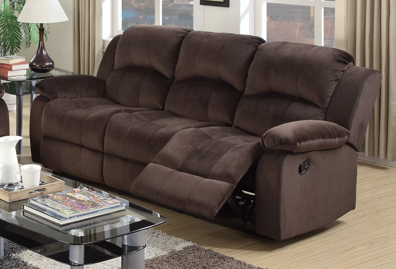 Reclining sofa set in suede and faux leather finish