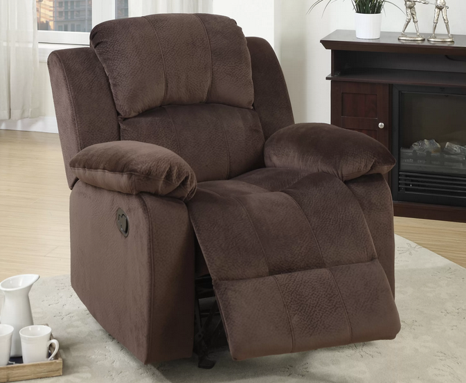 Sofa, Loveseat & Recliner Set – Padded Suede with Faux Leather, Metal Recliners & Pine Frame