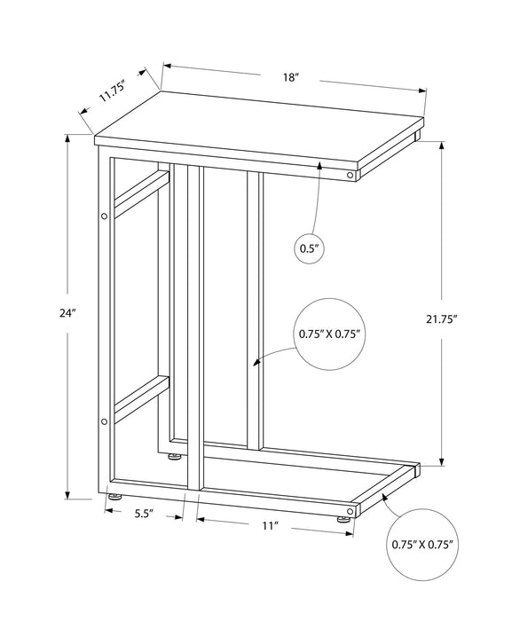 Accent Table, C - Shaped, Modern Design - Black