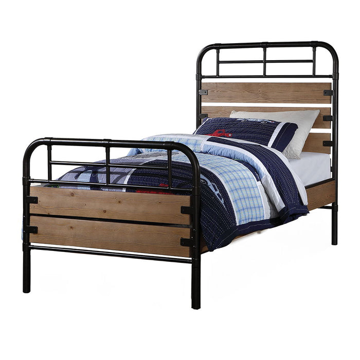 Adams - Twin Bed - Antique Oak & Black