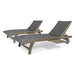 Outdoor Chaise Lounge With Pull Out Tray And Wicker Seat - Gray