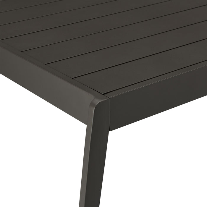 Avila - Outdoor 79" Rectangular Slatted Aluminum Top Dining Table With Umbrella Hole - Dark Bronze