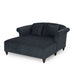 Upholstered Chaise Lounge & Scroll Arms, Turned Legs And 2 Pillows - Charcoal