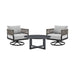Felicia - And Argiope 3 Piece Patio Outdoor Swivel Seating Set - Black Aluminum With Gray Rope And Cushions