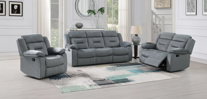Luxurious 3-Seater Velvet Reclining Sofa with USB & Tufted Back