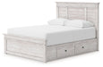 Makidern - Panel Storage Bed With 2 Under Bed Storage Units