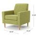 Modern Club Chair, Elegant Fabric With Rubberwood Legs - Green