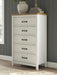 Kerisden - Five Drawer Chest - White / Brown