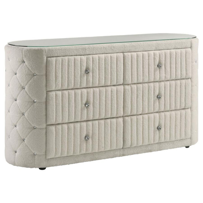 Sonya - 6-Drawer Upholstered Bedroom Dresser