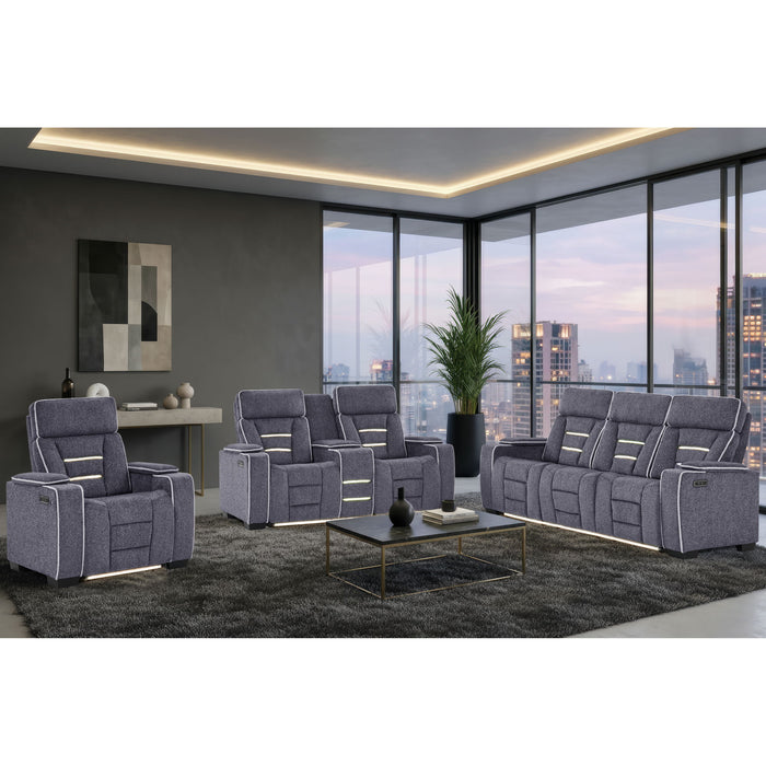 Austin - Console Reclining Loveseat With Storage Arms - Gray