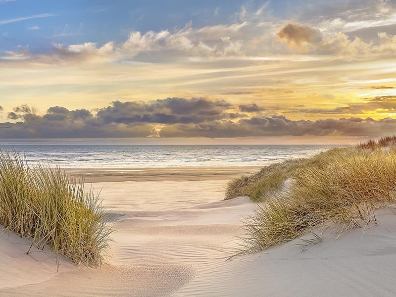 Pink Sand Sunset By Mike Calascibetta (Framed Small) - Blue