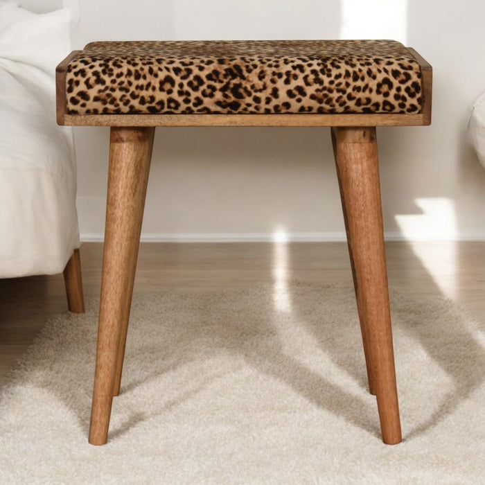 Leopard Tray Style Footstool - Brown Oak