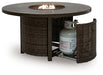 Monterey Point - Round Fire Pit Table - Dark Brown
