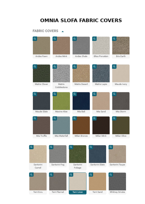 Omnia Leather premium fabric upholstery color options